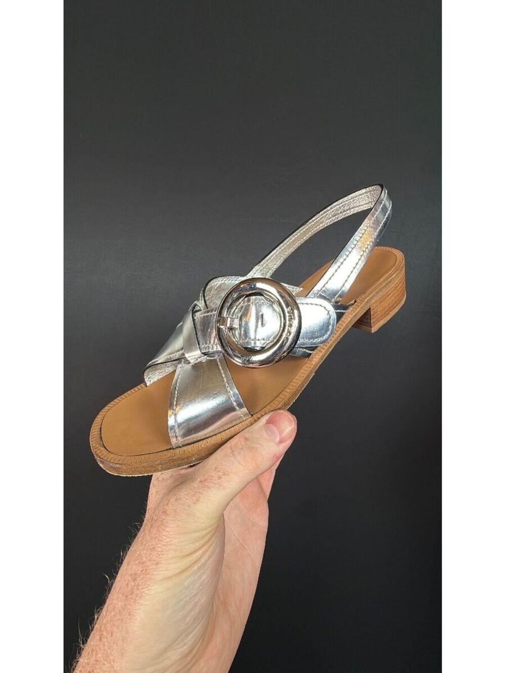 Prada Silver Strap & Buckle Sandals Size 38